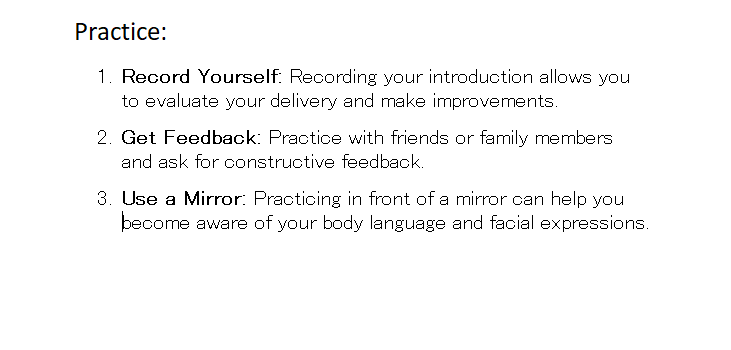 Practicing Your Introduction